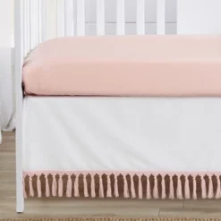 Sweet Jojo Designs Girl Baby Crib Bedding Set - Boho Fringe White And Pink Collection 4pc -Kids House GUEST 7e94f68d d3e3 4aa0 acc2 b009935bd530