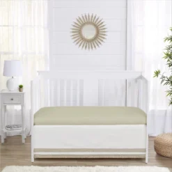 Sweet Jojo Designs Girl Baby Crib Bed Skirt Watercolor Floral Garden White And Taupe