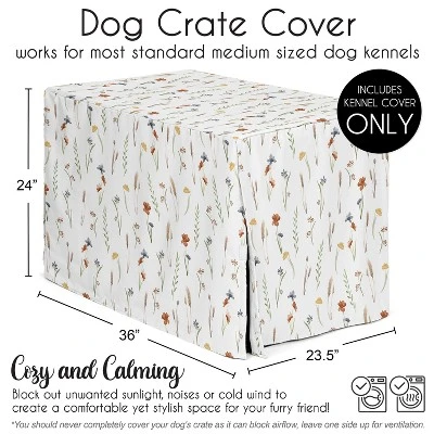Sweet Jojo Designs Dog Crate Kennel Cover 36in. Watercolor Floral Garden Multicolor 6 Sweet Jojo Designs Dog Crate Kennel Cover 36in. Watercolor Floral Garden Multicolor - Image 4