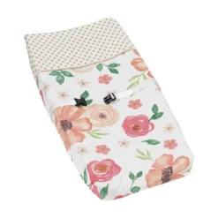 Sweet Jojo Designs Girl Changing Pad Cover Watercolor Floral Peach Green And Gold -Kids House GUEST 800cb9cc f3b9 4cf7 b2f3 d71bf378f22b