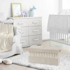 Sweet Jojo Designs Boy Or Girl Gender Neutral Unisex Fabric Storage Toy Bin Bohemian Fringe Taupe And Ivory