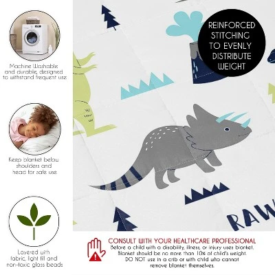 Sweet Jojo Designs Boy Toddler Weighted Blanket 5lbs. For Kids Mod Dinosaur Blue And Green 7 Sweet Jojo Designs Boy Toddler Weighted Blanket 5lbs. For Kids Mod Dinosaur Blue And Green - Image 5