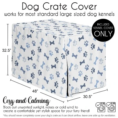 Sweet Jojo Designs Dog Crate Kennel Cover 48in. Paw And Bone Navy Blue And White 6 Sweet Jojo Designs Dog Crate Kennel Cover 48in. Paw And Bone Navy Blue And White - Image 4