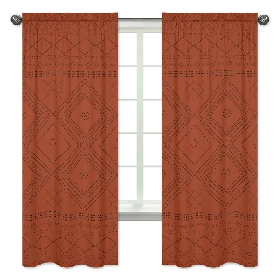 Sweet Jojo Designs Window Curtain Panels 84in. Boho Geometric Orange And Black 3 Sweet Jojo Designs Window Curtain Panels 84in. Boho Geometric Orange And Black