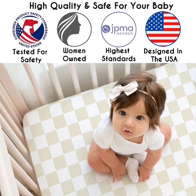 Sweet Jojo Designs Boy, Girl, Unisex/Gender Neutral Baby Fitted Crib Sheet Gingham Checkered Plaid Beige And White 4 Sweet Jojo Designs Boy, Girl, Unisex/Gender Neutral Baby Fitted Crib Sheet Gingham Checkered Plaid Beige And White - Image 2