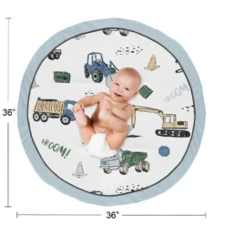 Sweet Jojo Designs Boy Baby Tummy Time Playmat Construction Truck Green Blue And Grey -Kids House GUEST 8b7a66cd 46ab 40f5 a7c4 4855b6a3352e