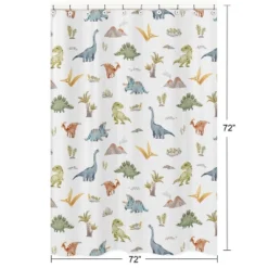 Sweet Jojo Designs Boy Shower Curtain 72in.x72in. Watercolor Dinosaur Dino Multicolor -Kids House GUEST 8d082a0c b9d8 40e2 9e3f 966033a5d360