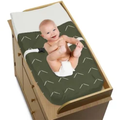 Sweet Jojo Designs Boy Or Girl Changing Pad Cover Diamond Tuft Green And Ivory