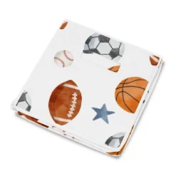 Sweet Jojo Designs Boy Fabric Storage Toy Bin Watercolor Sports Theme Blue Brown And Orange -Kids House GUEST 8d8254bf e600 4e67 858e 1e371db53444