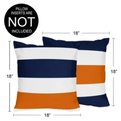 Sweet Jojo Designs Boy Girl Unisex/Gender Neutral Decorative Throw Pillow Covers 18in. (Pillow Inserts Not Included) Stripe Blue Orange And White 2pc -Kids House GUEST 8f7c7597 0180 4ee0 85eb e7ccc51a23a7