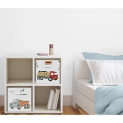 Sweet Jojo Designs Fabric Storage Bins Set Construction Truck Red Blue And Grey