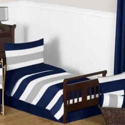 Navy & Gray Stripe Bedding Set (Toddler) - Sweet Jojo Designs -Kids House GUEST 90e48c21 8a27 4fc6 ad49 49542b6be254