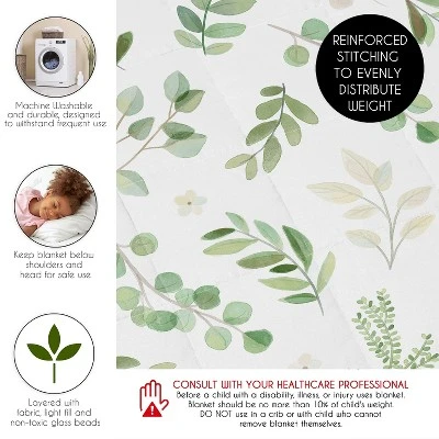 Sweet Jojo Designs Boy Girl Unisex Gender Neutral Toddler Weighted Blanket 5lbs. For Kids Botanical Green And White 7 Sweet Jojo Designs Boy Girl Unisex Gender Neutral Toddler Weighted Blanket 5lbs. For Kids Botanical Green And White - Image 5