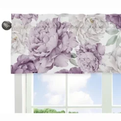 Sweet Jojo Designs Girl Window Valance Treatment 54in. Peony Floral Garden Purple Ivory And Green -Kids House GUEST 9437a347 4d11 48e6 b39d 81555156a71e