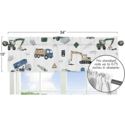 Sweet Jojo Designs Window Valance Treatment 54in. Construction Truck Green Blue And Grey -Kids House GUEST 9601865a 29e0 4fe8 88ed d483372c68ac