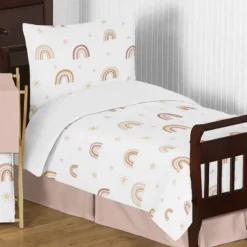 Sweet Jojo Designs Girl Toddler Bedding Set Boho Rainbow Pink Tan And Yellow 5pc -Kids House GUEST 96149085 d4cc 47e1 8303 f48ffb307a8c