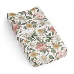Sweet Jojo Designs Girl Changing Pad Sheet Vintage Floral Pink Yellow And Green -Kids House GUEST 975f8022 d1cb 46c1 b5df 2b83cb362686