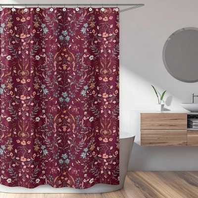 Sweet Jojo Designs Shower Curtain 72in.x72in. Boho Floral Wildflower Red Orange And Blue 3 Sweet Jojo Designs Shower Curtain 72in.x72in. Boho Floral Wildflower Red Orange And Blue