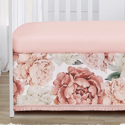 Sweet Jojo Designs Girl Baby Crib Bed Skirt Peony Floral Garden Pink And Ivory 4 Sweet Jojo Designs Girl Baby Crib Bed Skirt Peony Floral Garden Pink And Ivory - Image 2