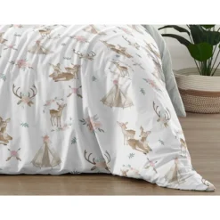 Sweet Jojo Designs Full/Queen Comforter Bedding Set Deer Floral White Taupe And Pink 3pc -Kids House GUEST 9bffa28c e798 4404 a7b6 a0184caf1aa7