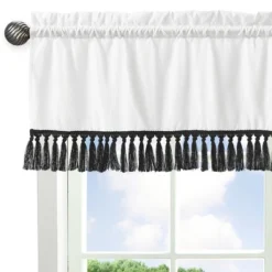 Sweet Jojo Designs Window Valance Treatment 54in. Boho Stitch Black And White -Kids House GUEST 9c959178 e49d 44e9 b2f2 6fea970c9aa0