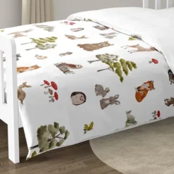Sweet Jojo Designs Boy Girl Gender Neutral Unisex Toddler Bedding Set Watercolor Woodland Forest Animals Green Brown White 5pc -Kids House GUEST 9ef367d7 378d 4be4 877e 2de113aa1a1b
