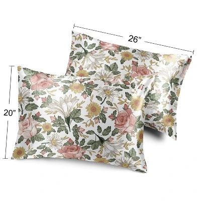 Sweet Jojo Designs Decorative Satin Pillowcases Vintage Floral Pink Green 2pc 5 Sweet Jojo Designs Decorative Satin Pillowcases Vintage Floral Pink Green 2pc - Image 3