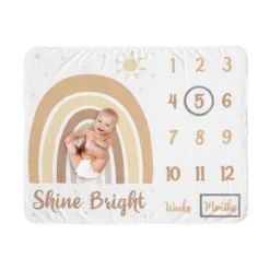 Sweet Jojo Designs Gender Neutral Baby Milestone Blanket Boho Rainbow Tan Yellow And White -Kids House GUEST a0823a54 8acb 4925 a9db 36db223fd796