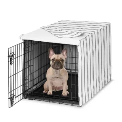 Sweet Jojo Designs Dog Crate Kennel Cover 30in. Stripe White And Grey -Kids House GUEST a12a92b9 0ee4 408a 9cae 130b2b22f7f4