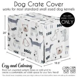 Sweet Jojo Designs Gender Neutral Unisex Dog Crate Kennel Cover 24in. Cartoon Puppy Grey Blue And White -Kids House GUEST a26a1865 2b4d 4361 8f7d 7548b8b280be
