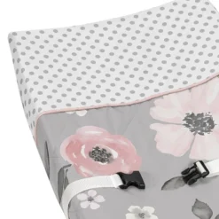 Sweet Jojo Designs Girl Changing Pad Cover Watercolor Floral Grey And Pink -Kids House GUEST a2c310f3 9f17 4920 92c9 cddaed24398f