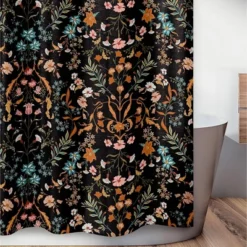 Sweet Jojo Designs Shower Curtain 72in.x72in. Boho Floral Wildflower Black And Orange -Kids House GUEST a4041475 693d 472d b0ba 52a9ee0967d8