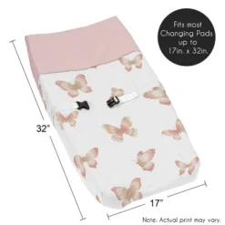 Sweet Jojo Designs Girl Changing Pad Cover Butterfly Pink And Taupe -Kids House GUEST a4cf32e5 4d87 45f0 925d cd4c2fc1f4a7