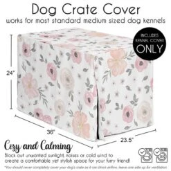Sweet Jojo Designs Dog Crate Kennel Cover 36in. Watercolor Floral Pink And Grey -Kids House GUEST a56906d0 236d 41d5 b856 27b99b6bca09