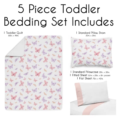 Sweet Jojo Designs Girl Toddler Bedding Set Butterfly Blush Pink And Purple 5pc 4 Sweet Jojo Designs Girl Toddler Bedding Set Butterfly Blush Pink And Purple 5pc - Image 2