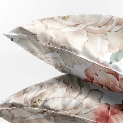 Sweet Jojo Designs Decorative Satin Pillowcases Peony Floral Garden Pink And Ivory 2pc 4 Sweet Jojo Designs Decorative Satin Pillowcases Peony Floral Garden Pink And Ivory 2pc - Image 2
