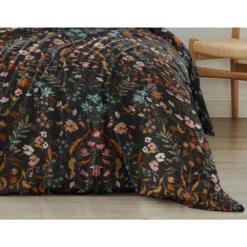 Sweet Jojo Designs Girl Full/Queen Comforter Bedding Set Boho Floral Wildflower Black Orange Green Blue 3pc -Kids House GUEST a7a7ead4 a905 4d92 afe7 5efc8940200c