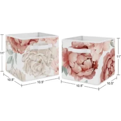 Sweet Jojo Designs Girl Set Of 2 Kids' Decorative Fabric Storage Bins Peony Floral Garden Pink And Ivory -Kids House GUEST a9611332 7004 4152 801d c02693a2977c
