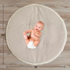 Sweet Jojo Designs Boy Girl Gender Neutral Unisex Baby Tummy Time Playmat Boho Fringe Taupe Linen Collection -Kids House GUEST aa7ccb81 cdfd 4d06 8c97 f65765a6405d