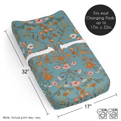 Sweet Jojo Designs Girl Changing Pad Sheet Boho Floral Wildflower Blue Orange And Pink 7 Sweet Jojo Designs Girl Changing Pad Sheet Boho Floral Wildflower Blue Orange And Pink - Image 5