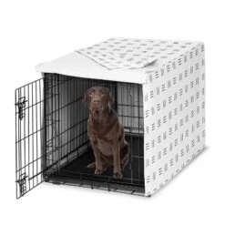 Sweet Jojo Designs Dog Crate Kennel Cover 42in. Boho Hatch White And Black -Kids House GUEST adf96496 5cb0 4a31 9597 f6fc3aa1f4c0