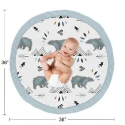 Sweet Jojo Designs Boy Baby Tummy Time Playmat Bear Mountain Blue Black And White -Kids House GUEST aec9f411 1c2c 4344 af08 bf854cb125aa