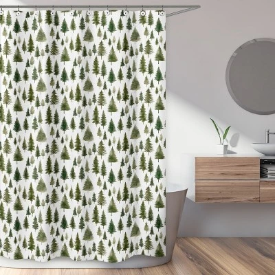 Sweet Jojo Designs Gender Neutral Unisex Shower Curtain 72in.x72in. Woodland Pine Tree Green And White 3 Sweet Jojo Designs Gender Neutral Unisex Shower Curtain 72in.x72in. Woodland Pine Tree Green And White