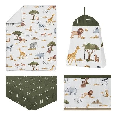 Sweet Jojo Designs Girl Baby Crib Bedding Set - Jungle Animals Collection 4pc 3 Sweet Jojo Designs Girl Baby Crib Bedding Set - Jungle Animals Collection 4pc
