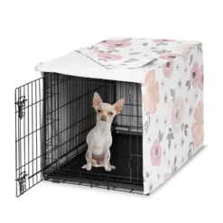 Sweet Jojo Designs Dog Crate Kennel Cover 24in. Watercolor Floral Pink And Grey -Kids House GUEST b2eb71e6 4c45 45dc 808d 49e5e97e14e3