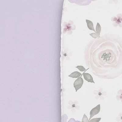 Sweet Jojo Designs Girl Baby Bassinet Fitted Sheets Set Watercolor Floral Purple Pink And Grey 2pc 6 Sweet Jojo Designs Girl Baby Bassinet Fitted Sheets Set Watercolor Floral Purple Pink And Grey 2pc - Image 4