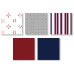 Sweet Jojo Designs Boy Full/Queen Comforter Bedding Set Baseball Patch Red White And Blue 3pc. -Kids House GUEST b44d1061 c828 4984 8135 d07133e4ca46
