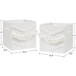 Sweet Jojo Designs Boy Or Girl Gender Neutral Unisex Set Of 2 Kids' Decorative Fabric Storage Bins Bohemian Fringe Ivory -Kids House GUEST b4bdc624 8f8d 465f 8df4 f91c9aa96260