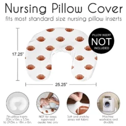Sweet Jojo Designs Boy Support Nursing Pillow Cover (Pillow Not Included) Watercolor Sports Theme Brown And White -Kids House GUEST b5fac3c2 c831 4e64 8a64 e7605554b5f1