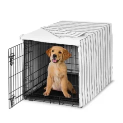 Sweet Jojo Designs Dog Crate Kennel Cover 36in. Stripe White And Grey -Kids House GUEST b7008d3a b054 482a 92b6 b82808f47499